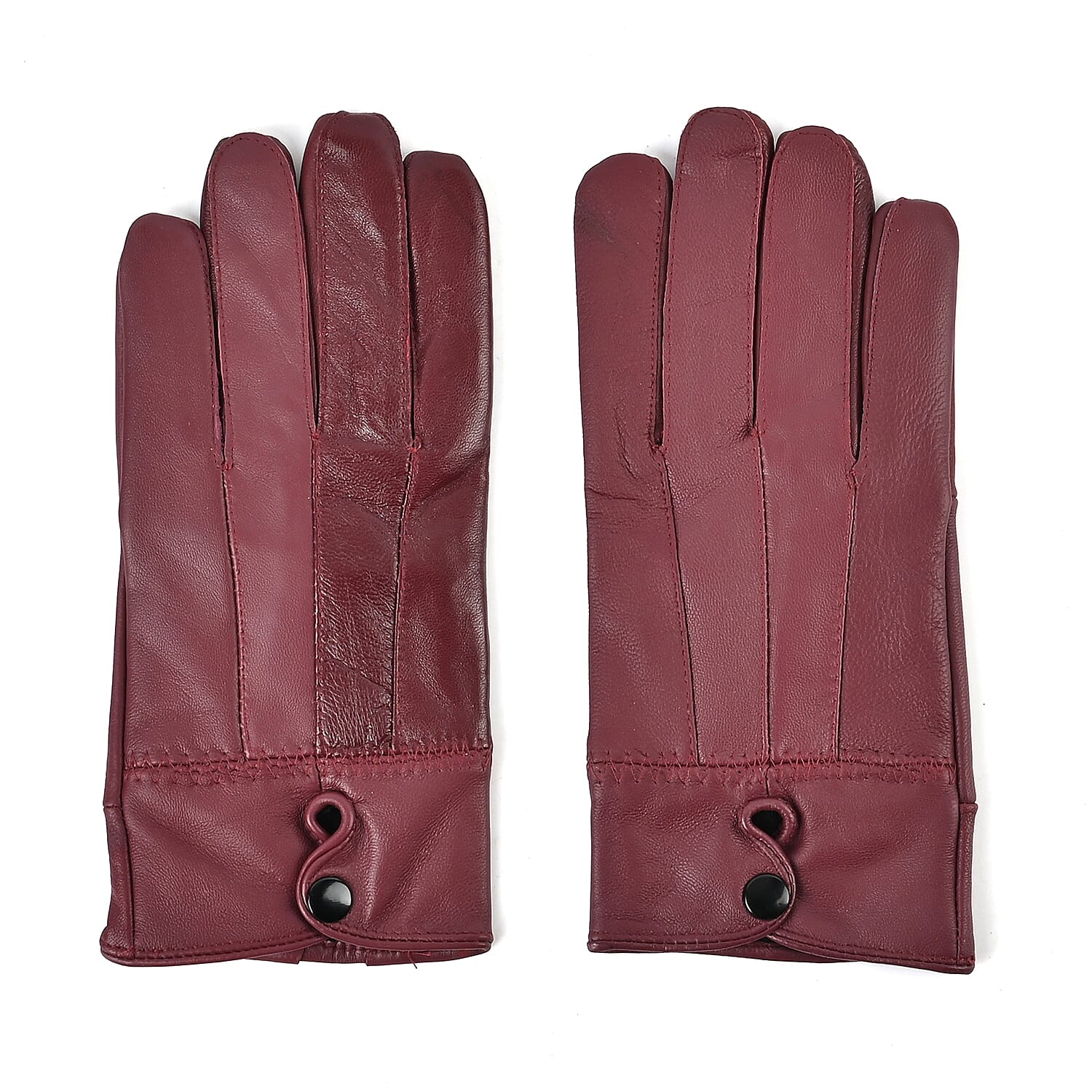 Luxurious 100% Leather & Faux Fur Lining Gloves - Red