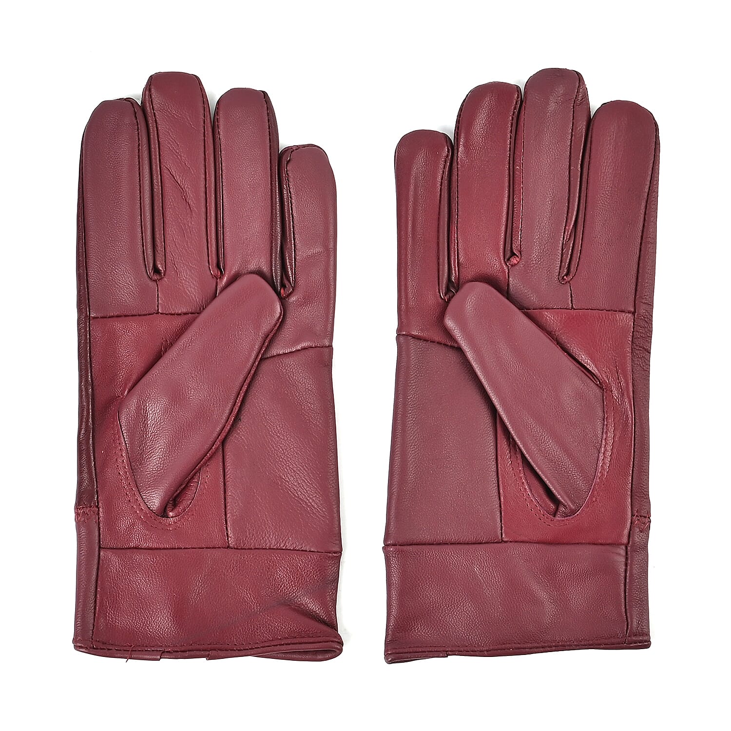 Luxurious 100% Leather & Faux Fur Lining Gloves - Red