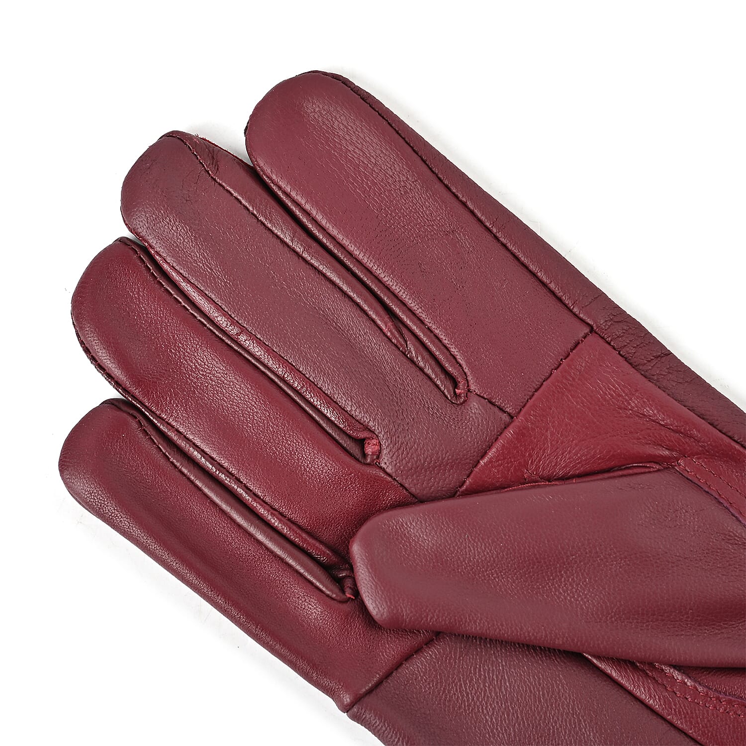Luxurious 100% Leather & Faux Fur Lining Gloves - Red