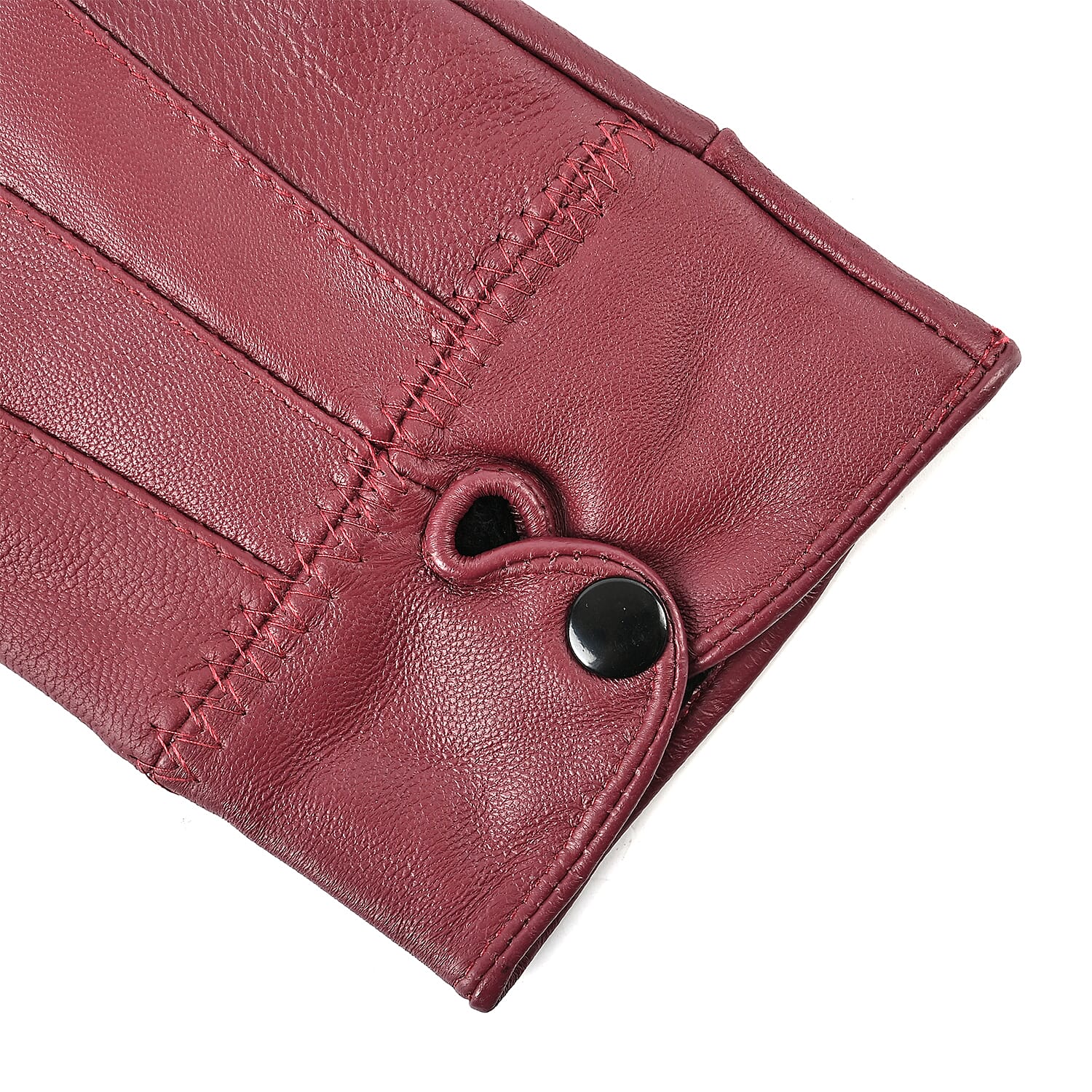 Luxurious 100% Leather & Faux Fur Lining Gloves - Red