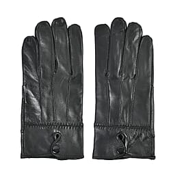 Luxurious 100% Leather & Faux Fur Lining Gloves - Red