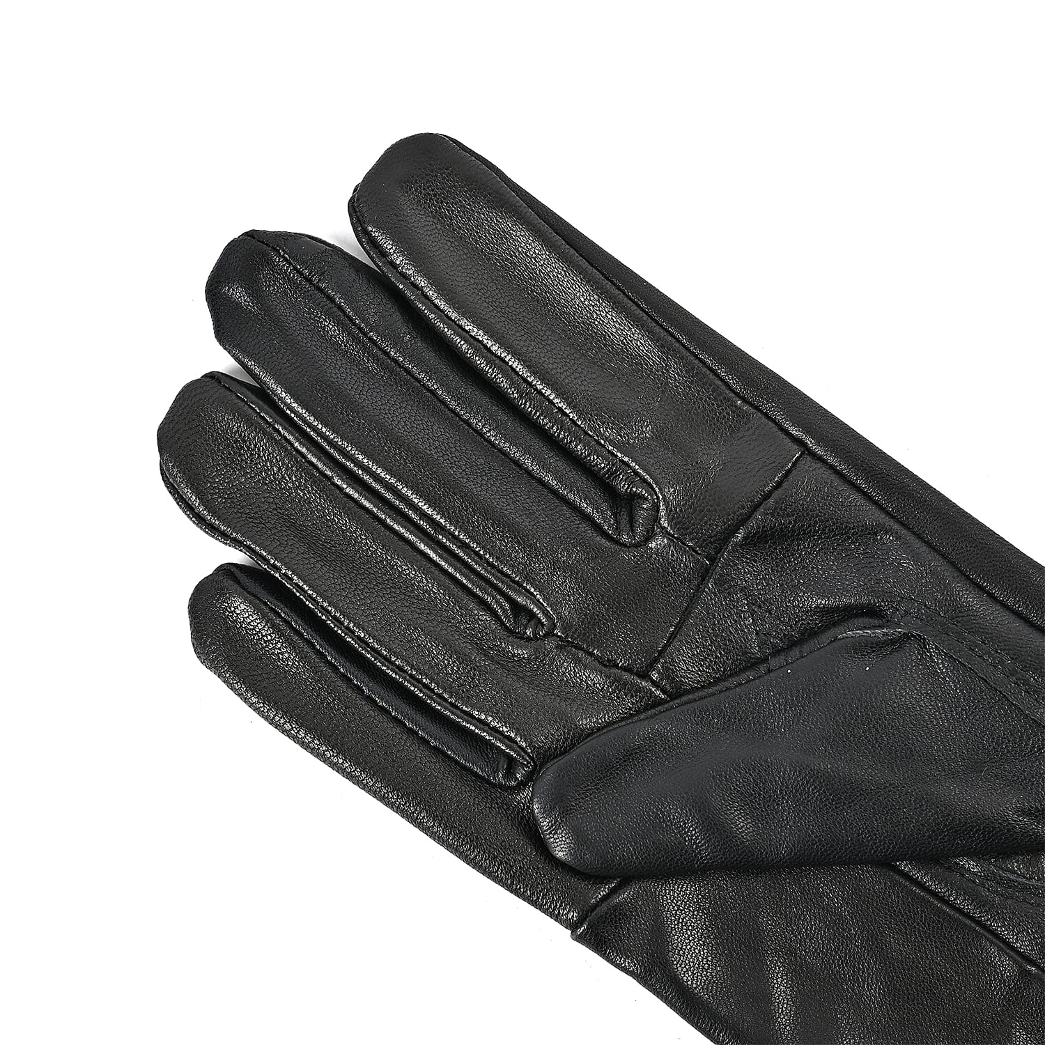 Luxurious 100% Leather & Faux Fur Lining Gloves- Black