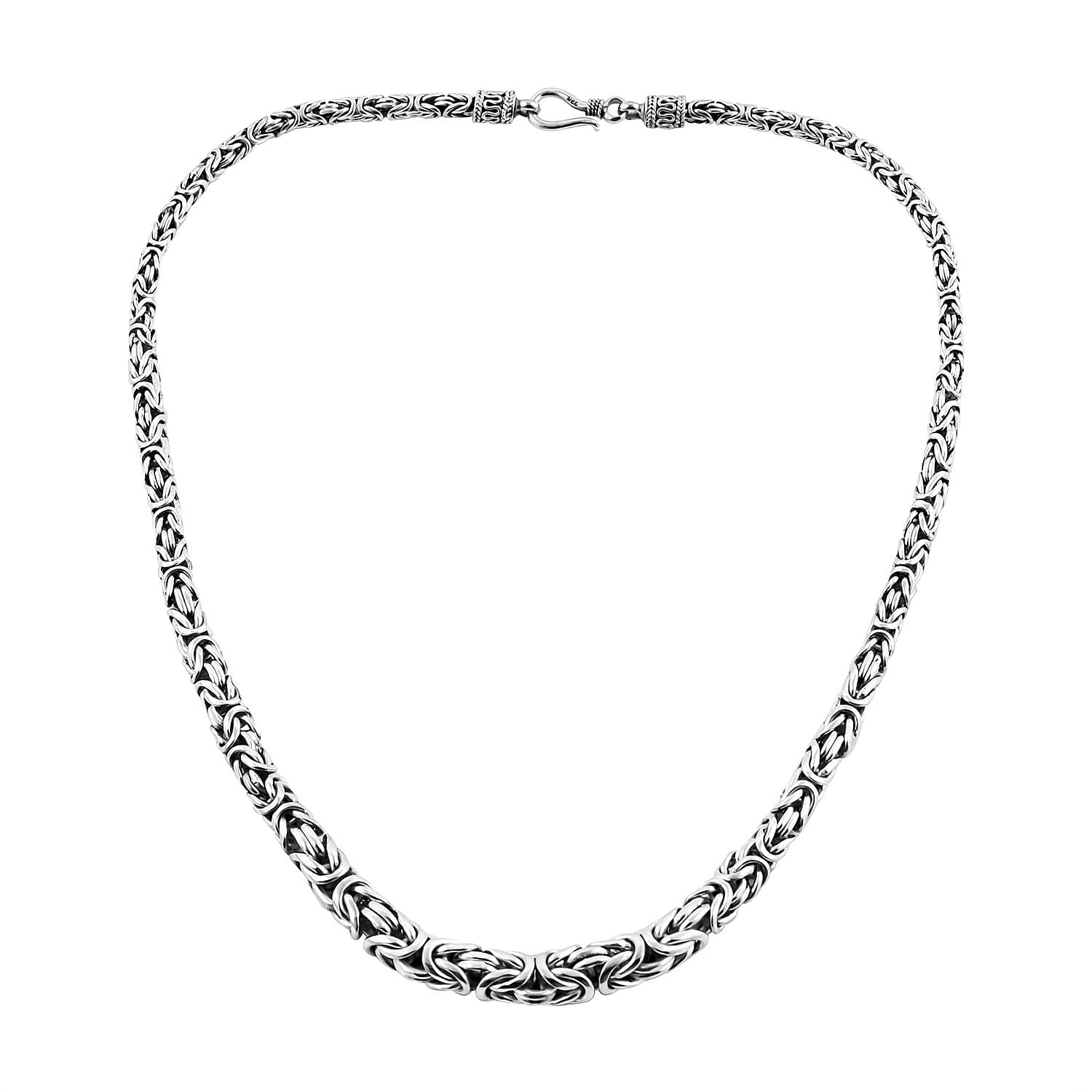 Royal Bali Collection- Sterling Silver Byzantine Necklace (Size - 20), Silver Wt. 73.45 Gms