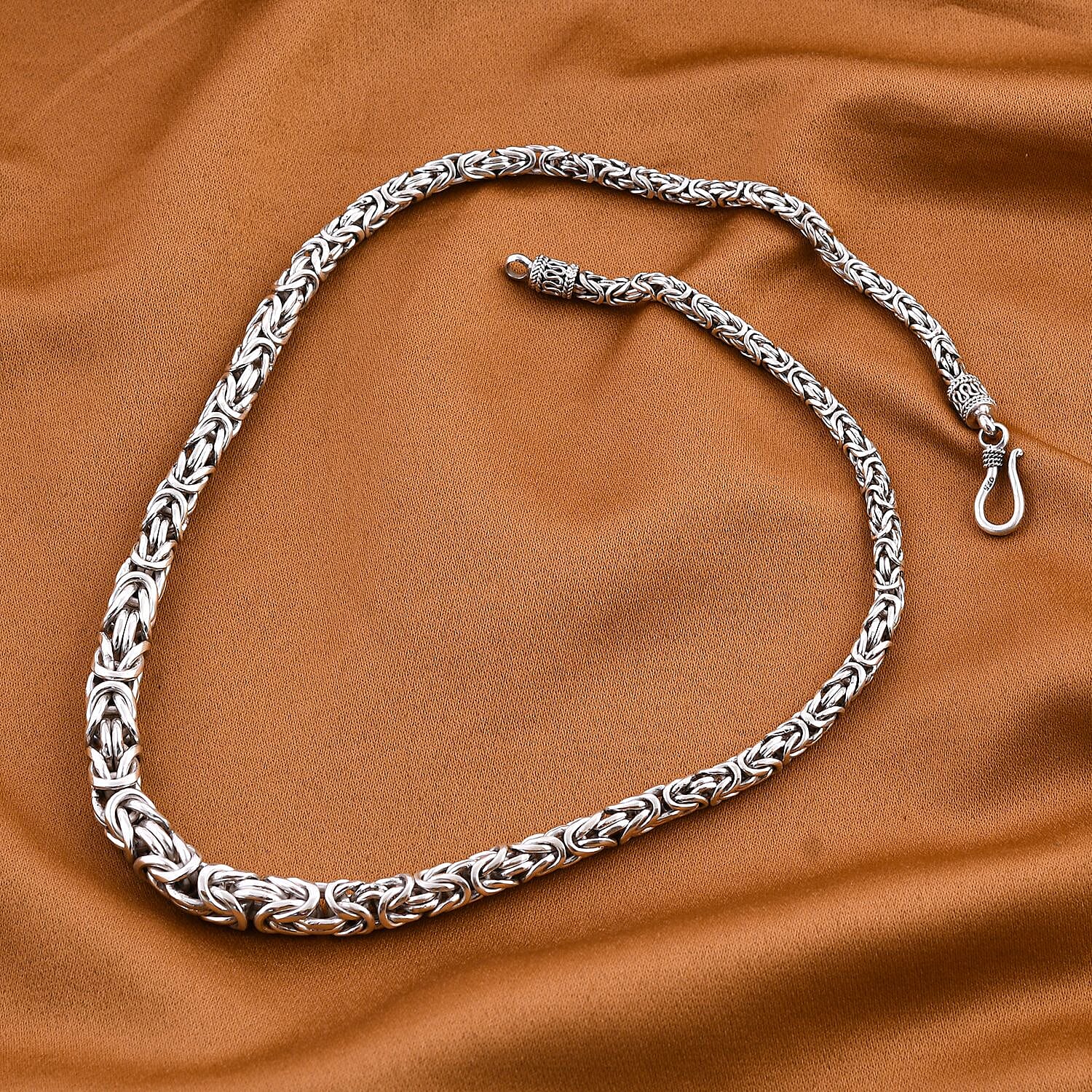 Royal Bali Collection- Sterling Silver Byzantine Necklace (Size - 20), Silver Wt. 73.45 Gms