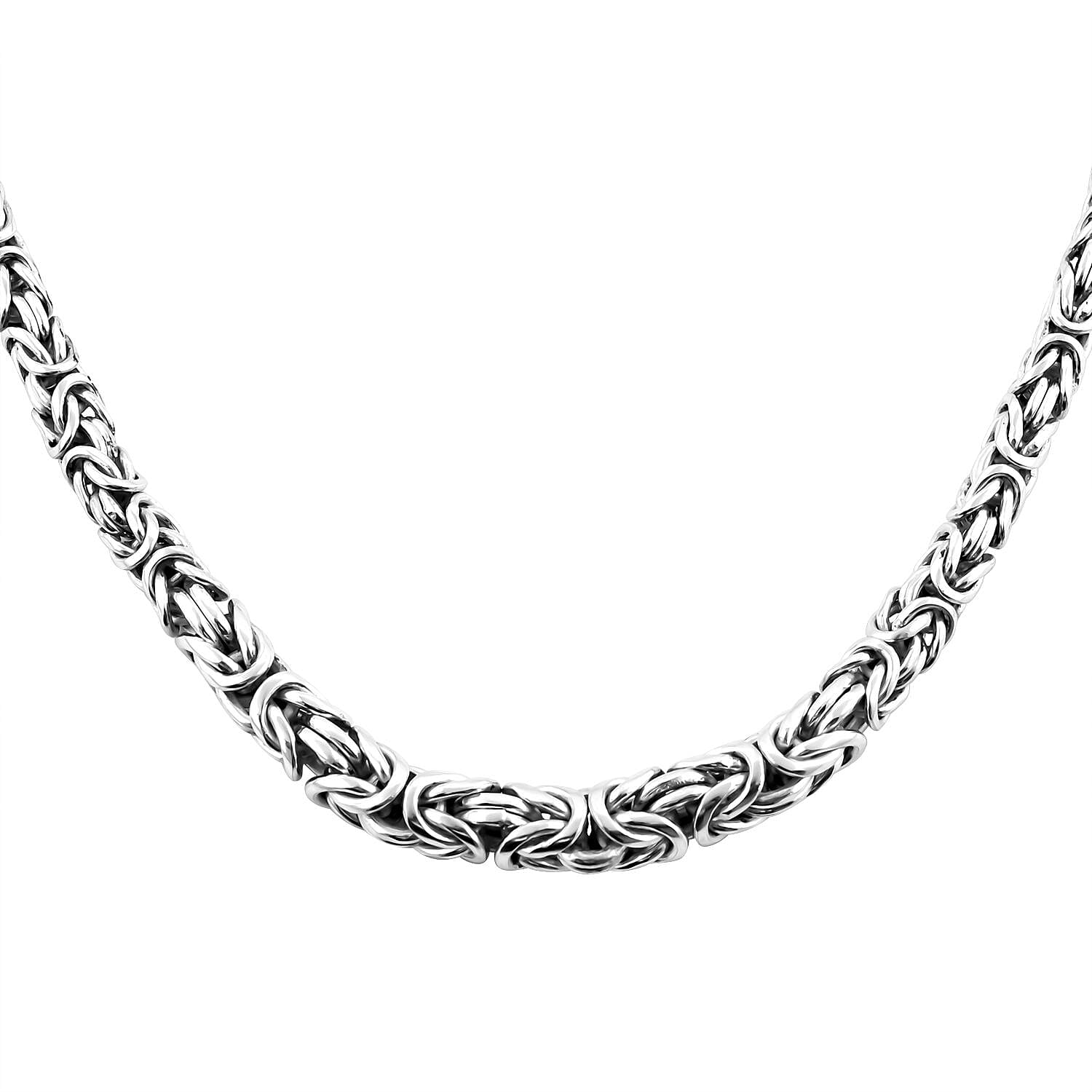 Royal Bali Collection- Sterling Silver Byzantine Necklace (Size - 20), Silver Wt. 73.45 Gms