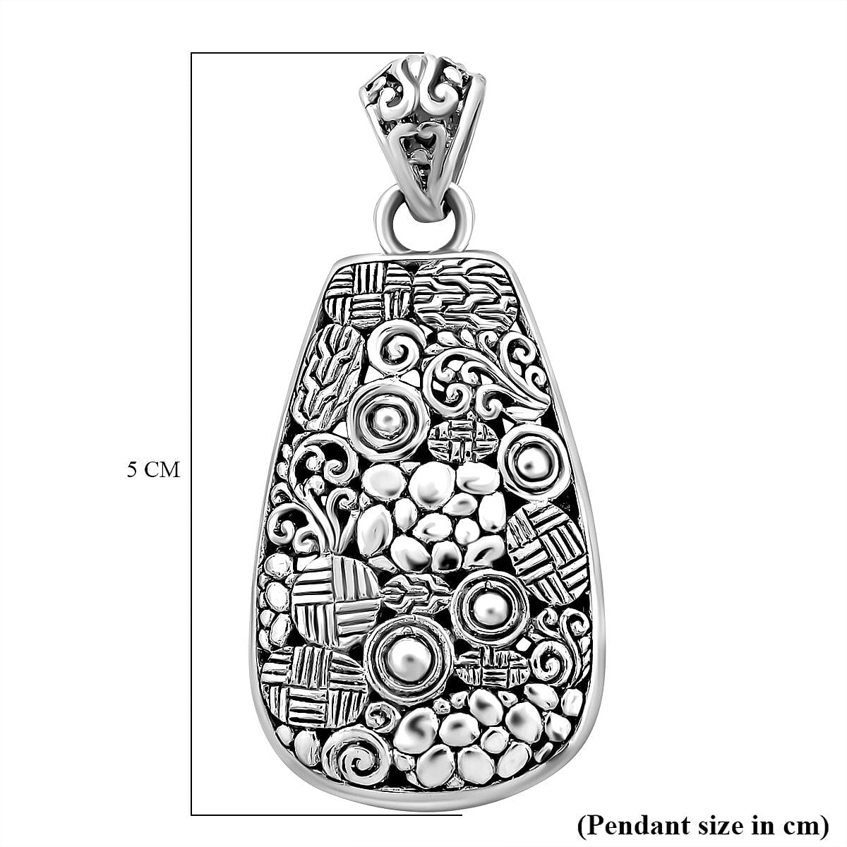 Royal Bali Collection- Indonesian History Handmade Sterling Silver Pendant, Silver Wt. 9.00 Gms