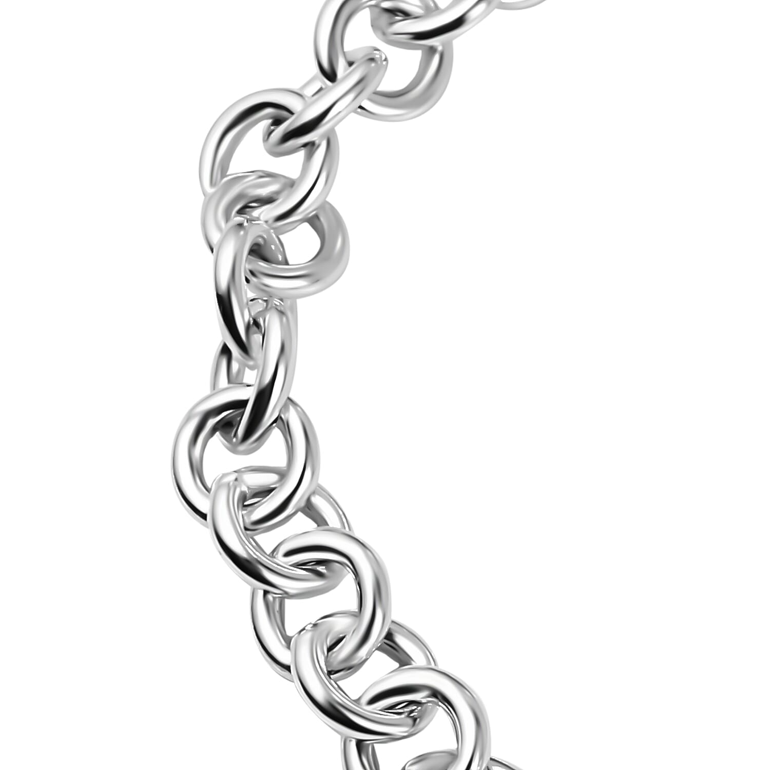 Vicenza Closeout - Sterling Silver Heart Charms Belcher Bracelet (Size - 7.5), Silver Wt. 21.80 Gms