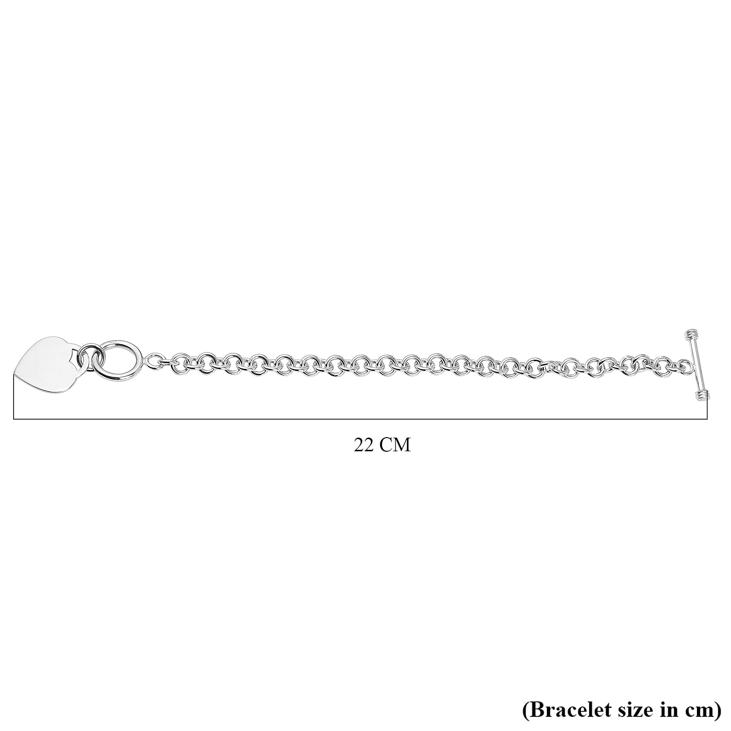 Vicenza Closeout - Sterling Silver Heart Charms Belcher Bracelet (Size - 7.5), Silver Wt. 21.80 Gms