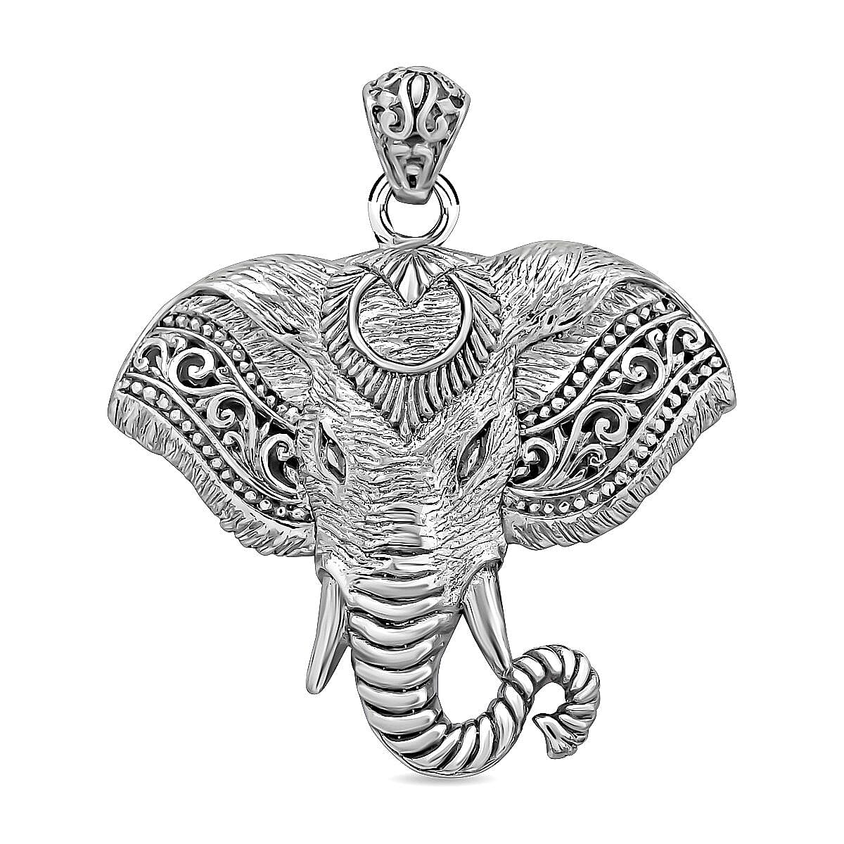 Royal Bali Collection- Airavat The Divine Elephant Handmade Sterling Silver Pendant, Silver Wt. 18.50 Gms