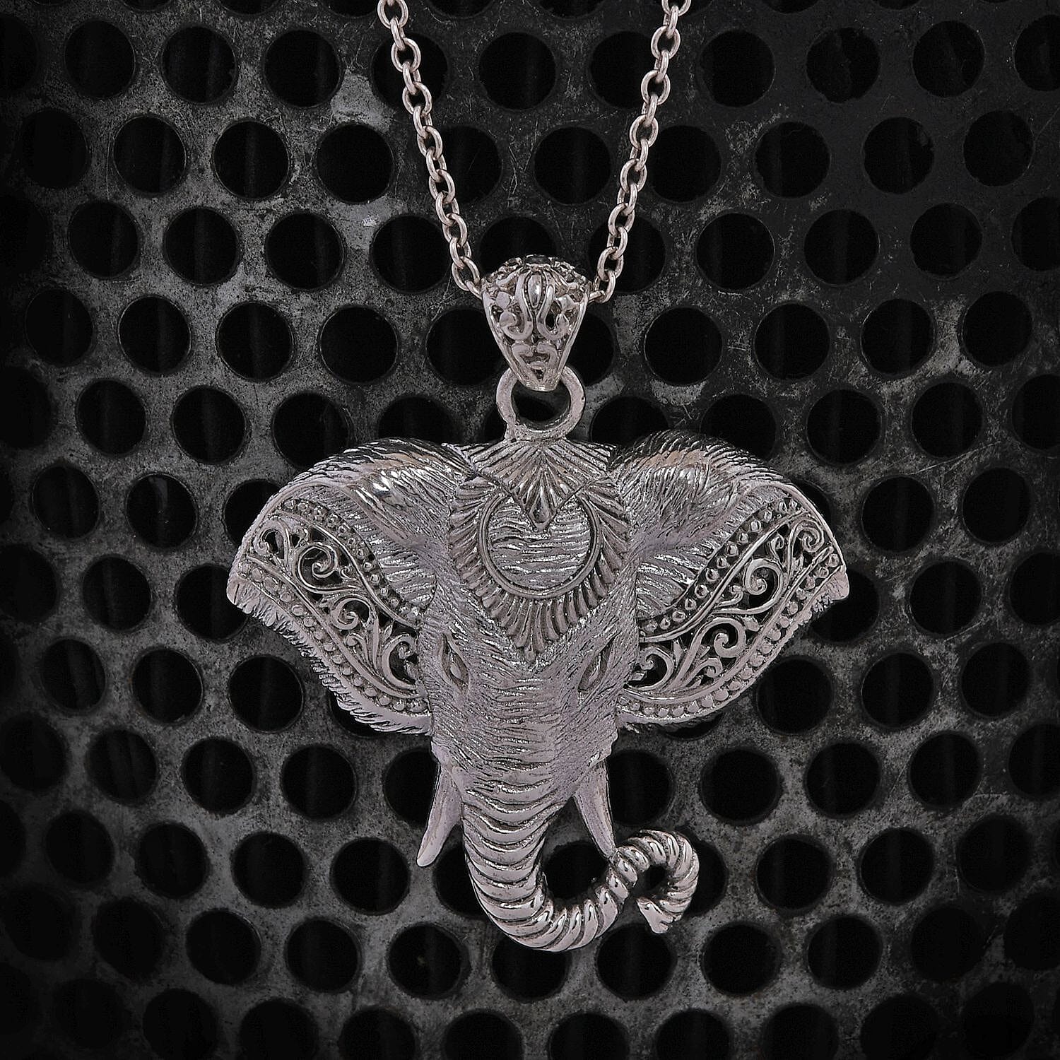 Royal Bali Collection- Airavat The Divine Elephant Handmade Sterling Silver Pendant, Silver Wt. 18.50 Gms