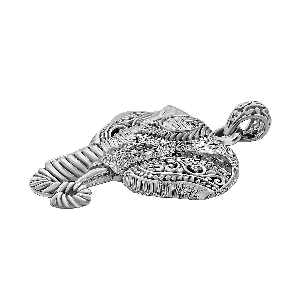 Royal Bali Collection- Airavat The Divine Elephant Handmade Sterling Silver Pendant, Silver Wt. 18.50 Gms