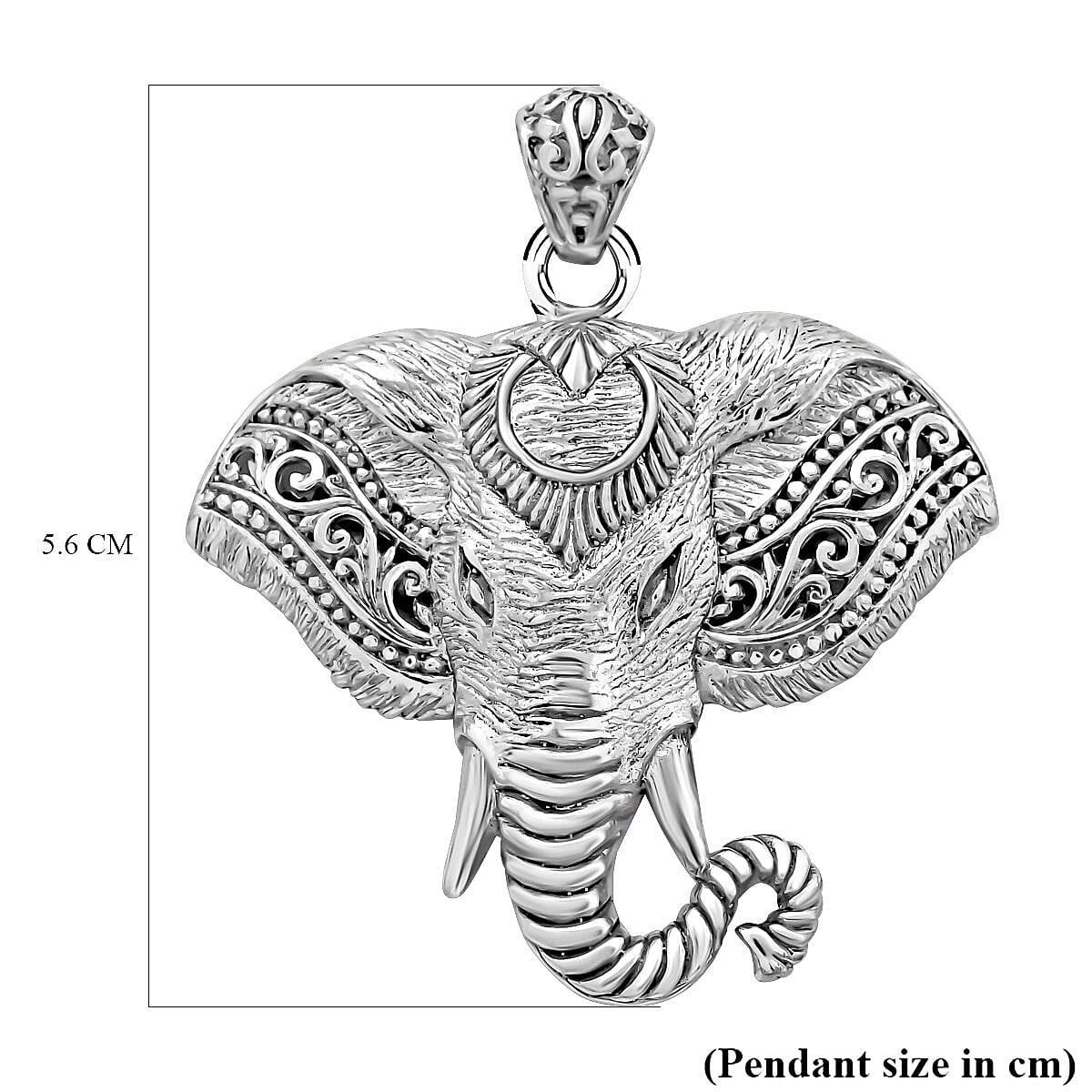 Royal Bali Collection- Airavat The Divine Elephant Handmade Sterling Silver Pendant, Silver Wt. 18.50 Gms