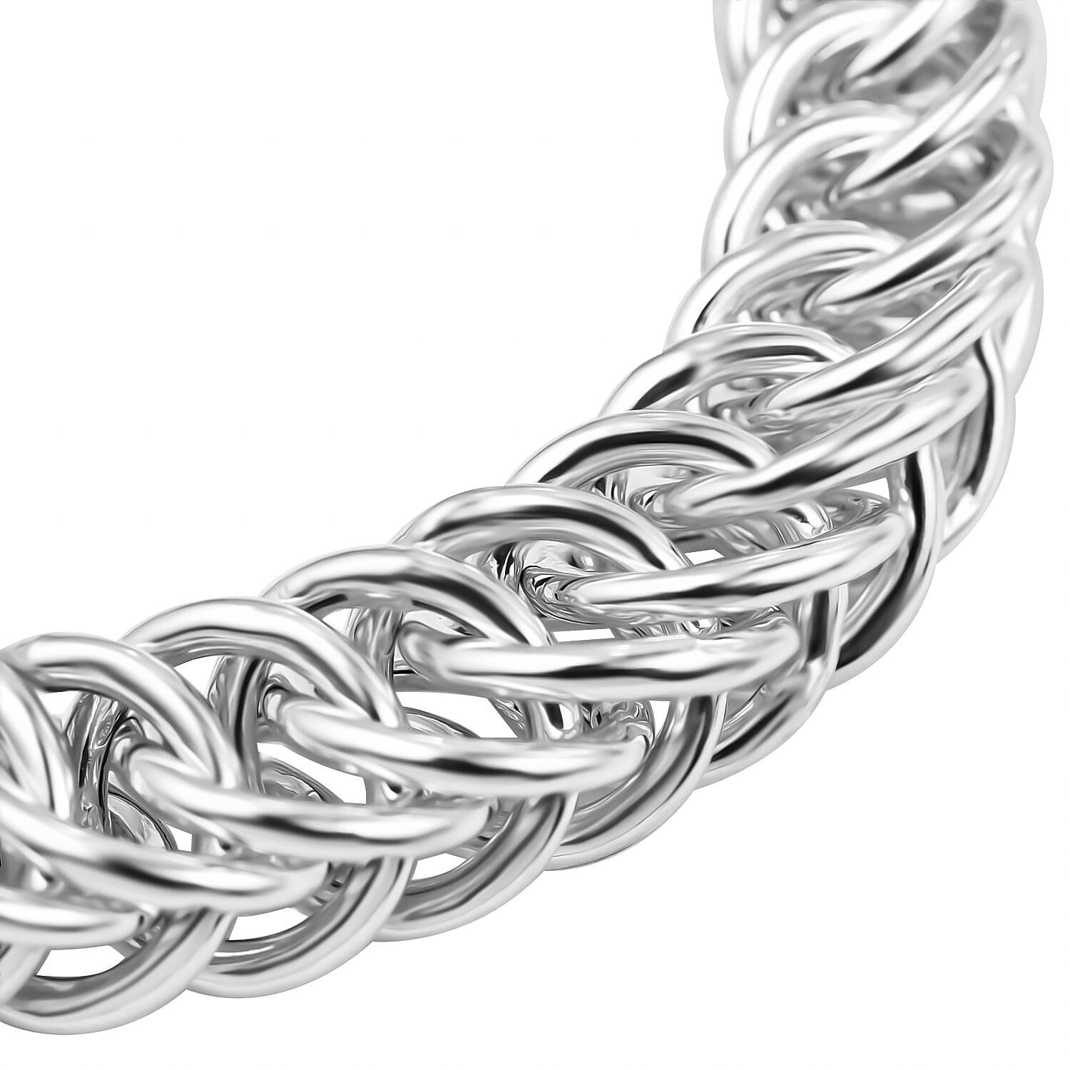 Sterling Silver Double Cuban Bracelet (Size 7.5) with Lobster Clasp, Silver Wt. 19.40 Gms.