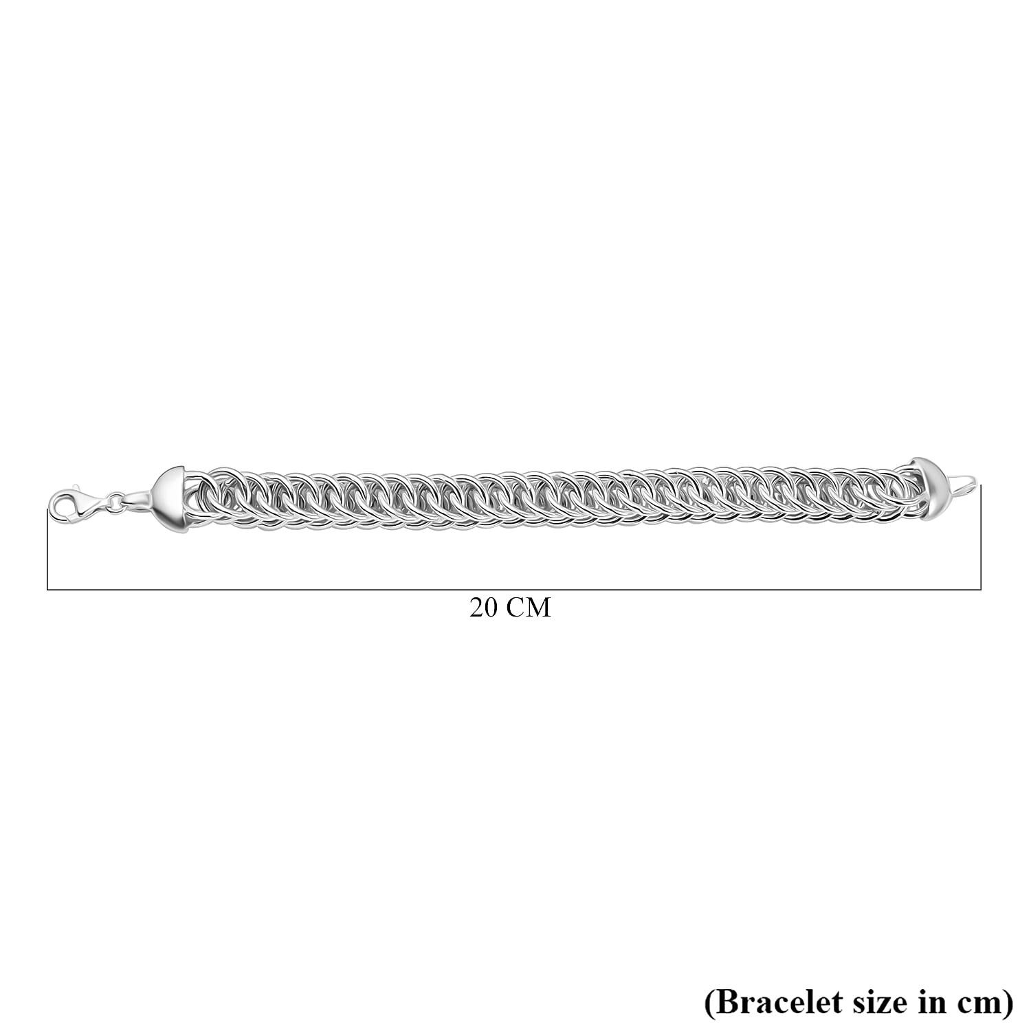 Sterling Silver Double Cuban Bracelet (Size 7.5) with Lobster Clasp, Silver Wt. 19.40 Gms.