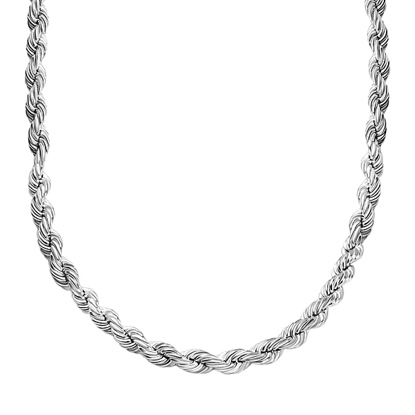 Italian Made- Sterling Silver Diamond Cut Rope Necklace (Size - 24 ...