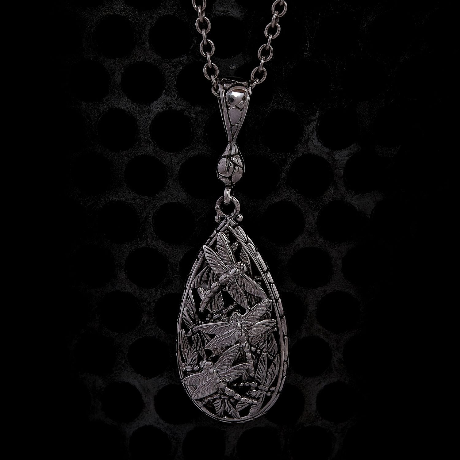 Royal Bali Collection- The Sacred Dragonfly Handmade Sterling Silver Pendant, Silver Wt. 8.00 GM