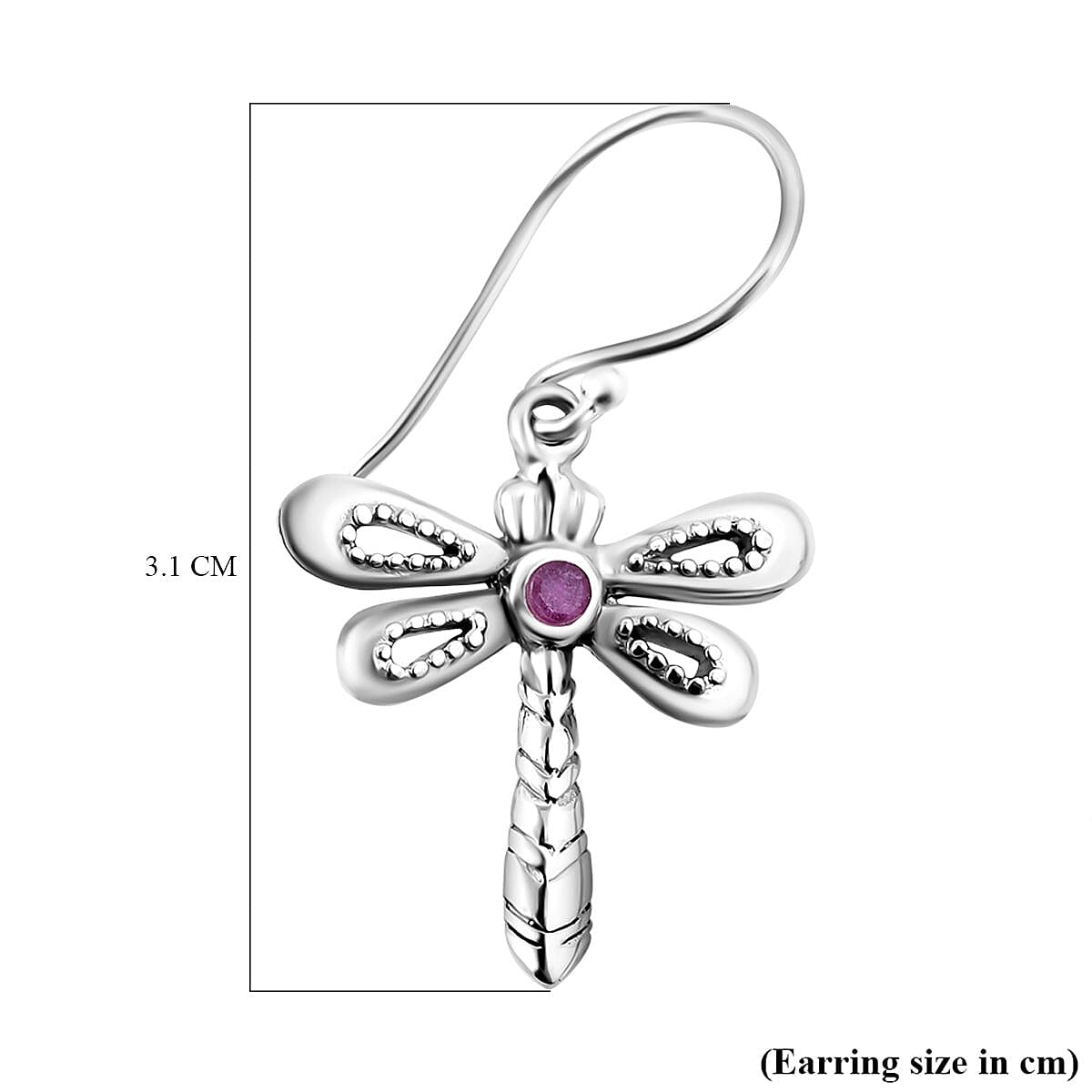 Royal Bali Collection - Ruby Dragonfly Earrings in Sterling Silver