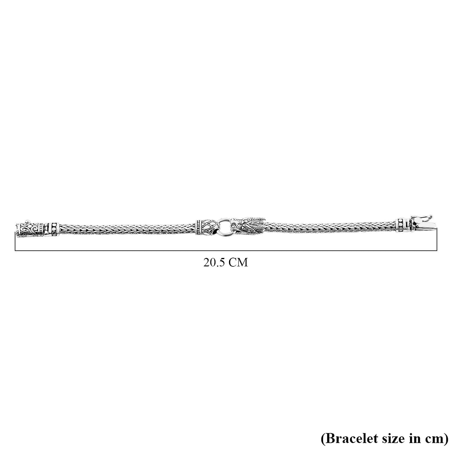 Royal Bali Collection - Sterling Silver Dragon Head Bracelet (Size - 7.5), Silver Wt. 26 Gms