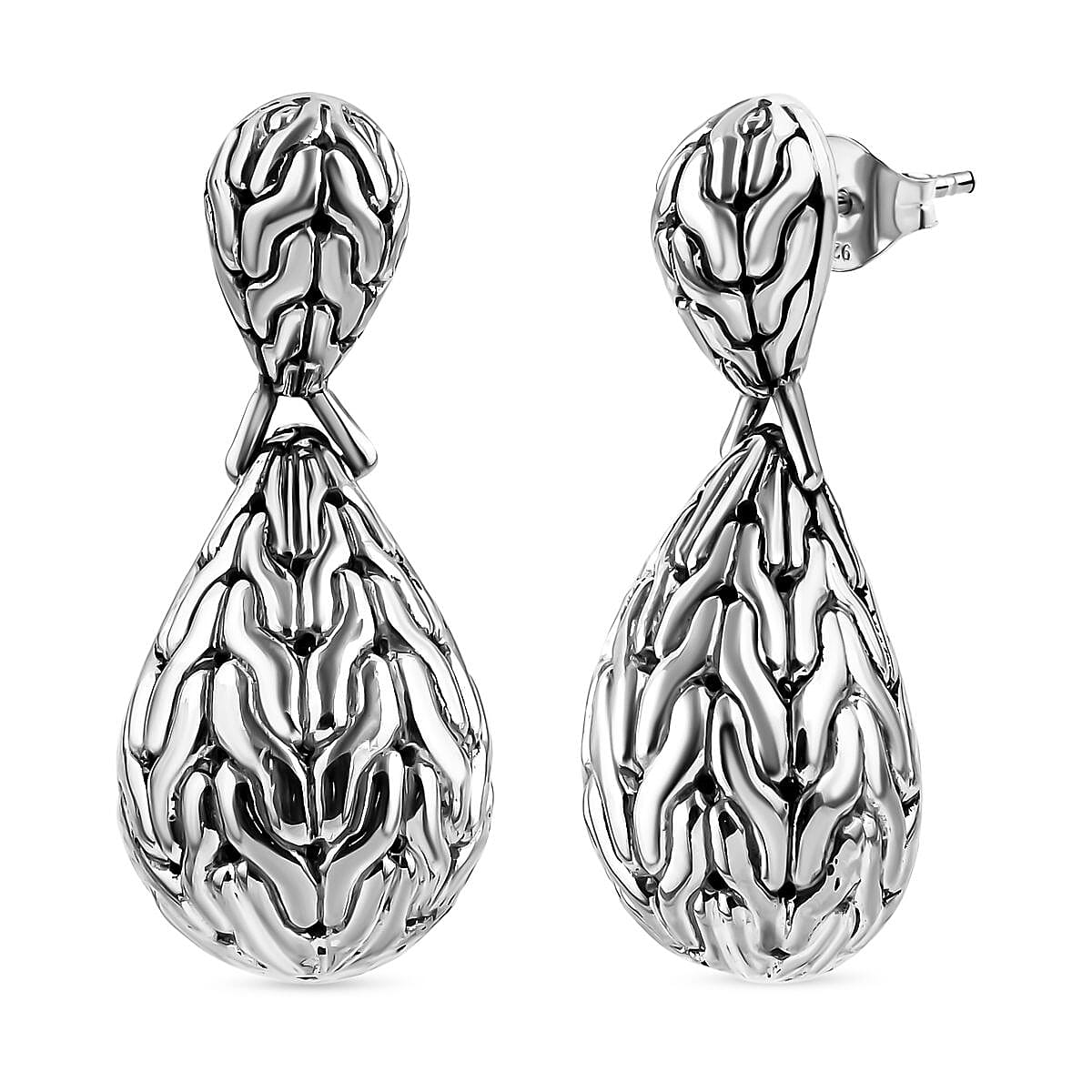 Royal Bali Collection- Garuda Feather Sterling Silver Earrings, Silver Wt. 13.80 Gms