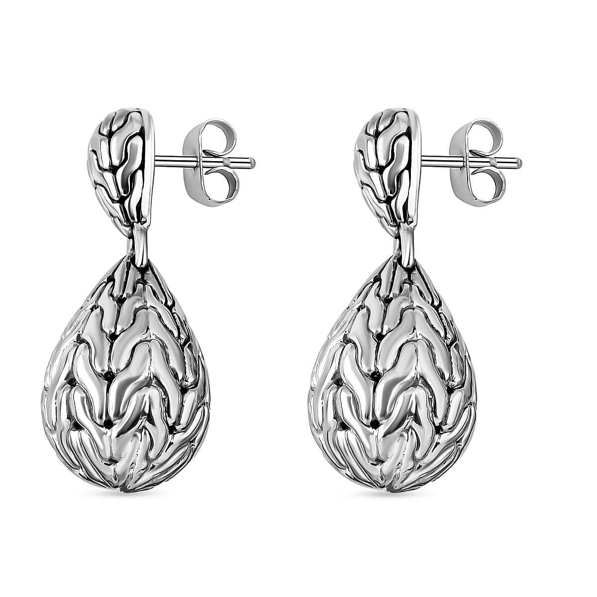 Royal Bali Collection- Garuda Feather Sterling Silver Earrings, Silver Wt. 13.80 Gms