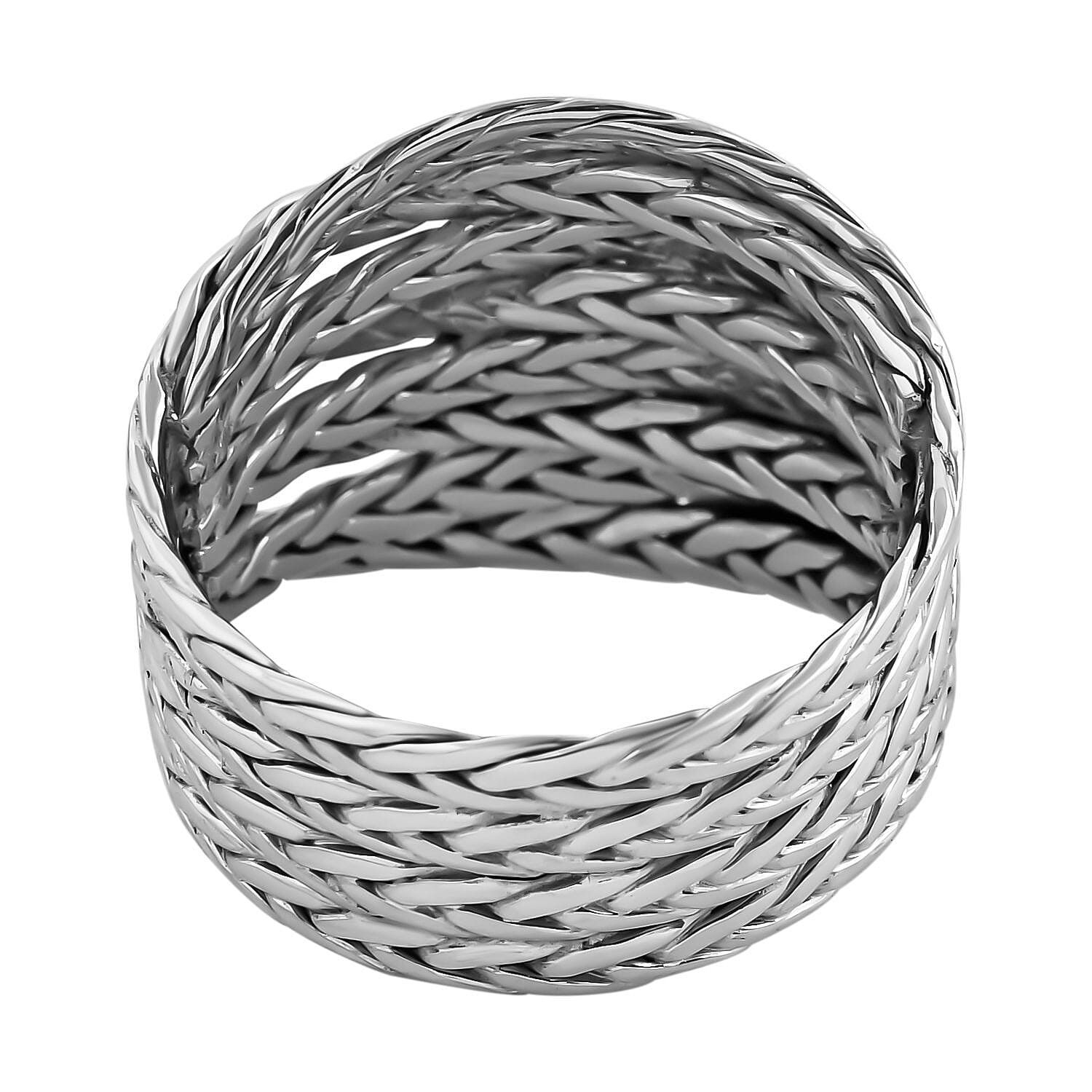 Royal Bali Collection - Sterling Silver Tulang Naga Braided Ring, Silver Wt. 8.50 Gms