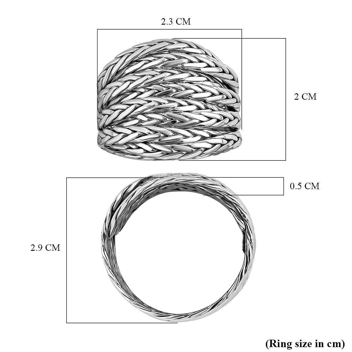 Royal Bali Collection - Sterling Silver Tulang Naga Braided Ring, Silver Wt. 8.50 Gms