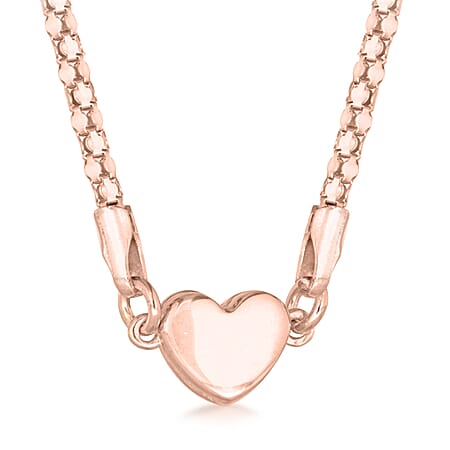 Sterling Silver Rose Gold Tone Magnetic Heart Popcorn Chain Necklace 17 Inch