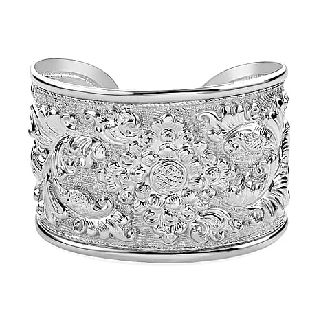 Royal Bali Collection - Sterling Silver Besakih Cuff Bangle (Size 7.50), Silver Wt 28.70 Gms.