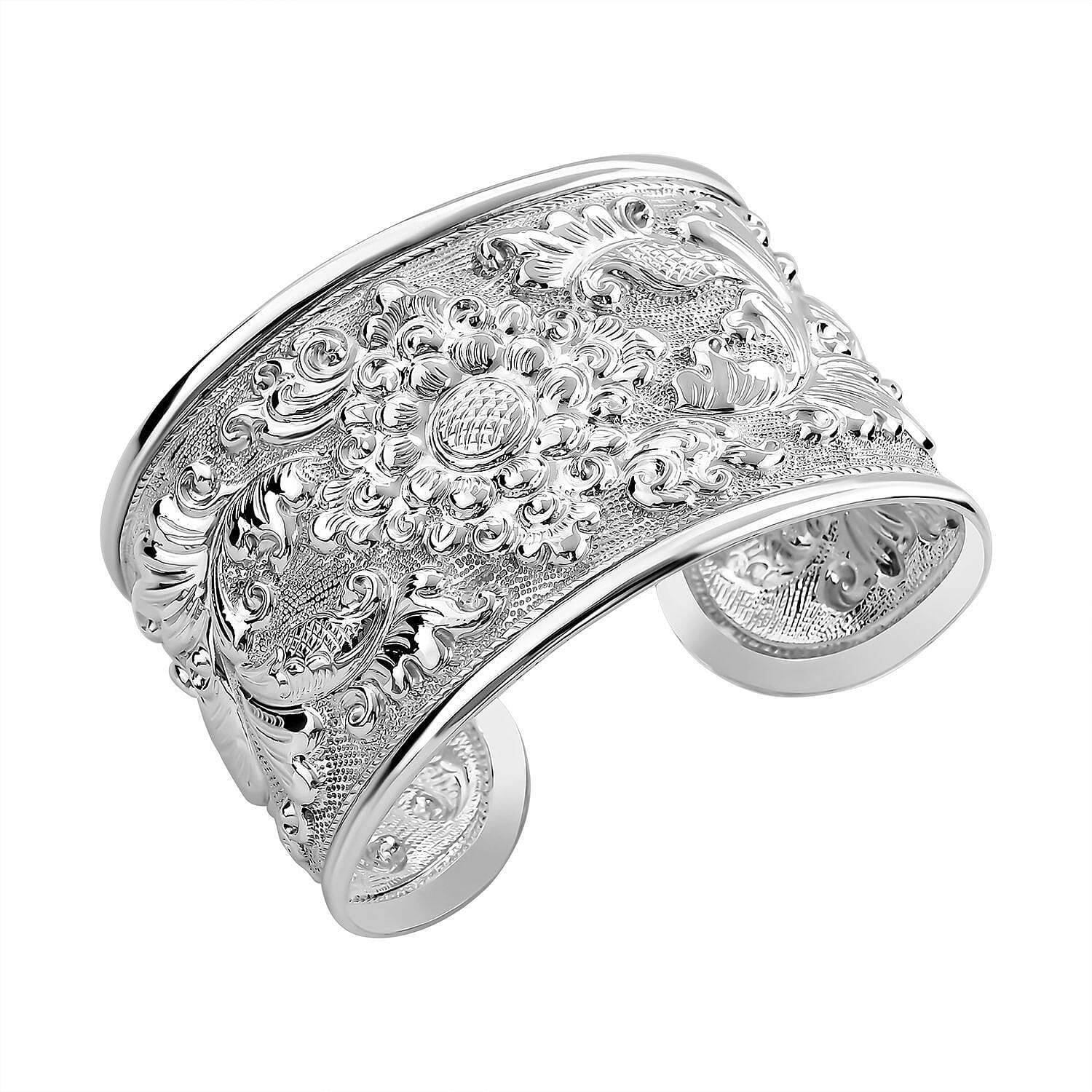Royal Bali Collection - Sterling Silver Besakih Cuff Bangle (Size 7.50), Silver Wt 28.70 Gms.