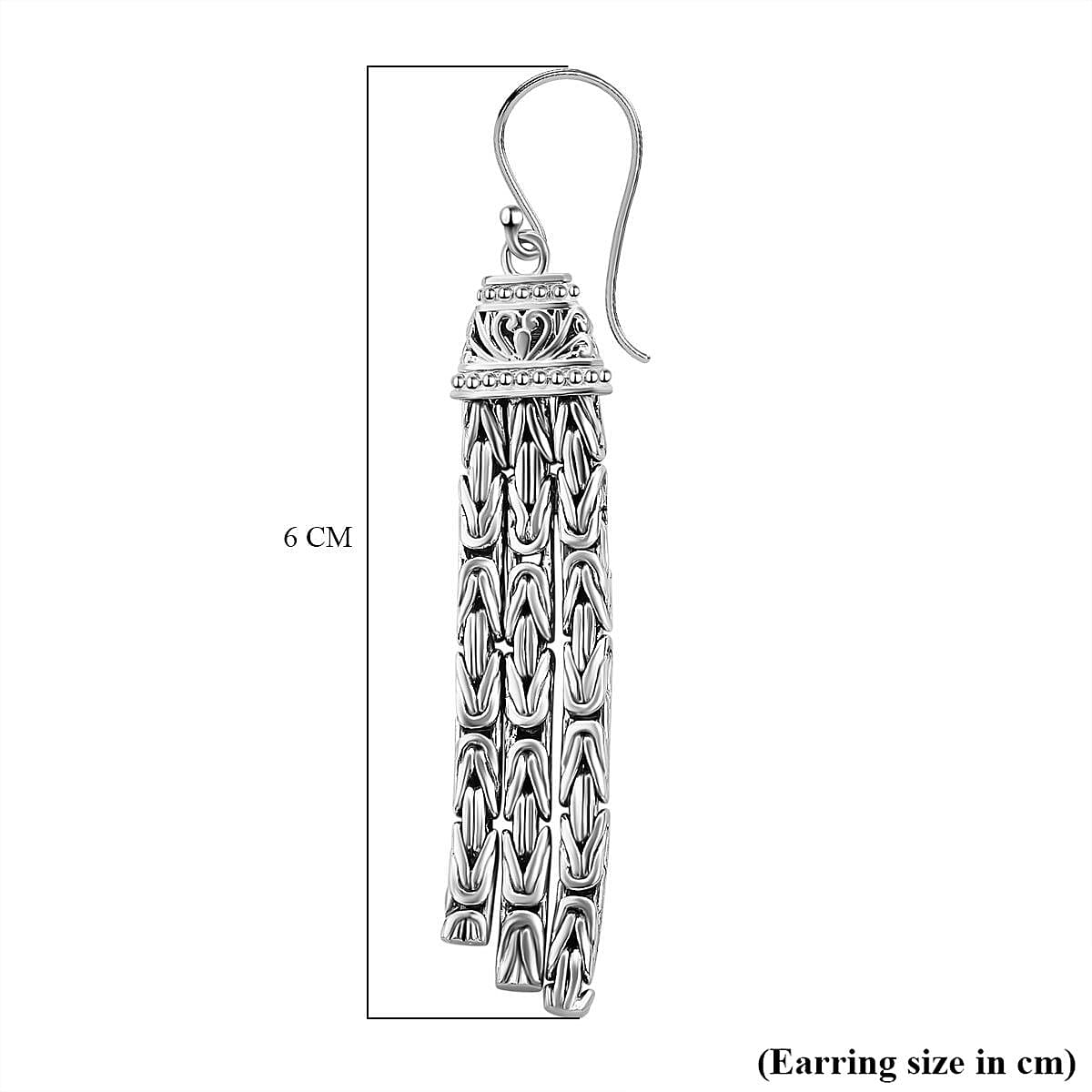 Royal Bali Collection- Borobudur Handmade Sterling Silver Earrings, Silver Wt. 16.00 Gms