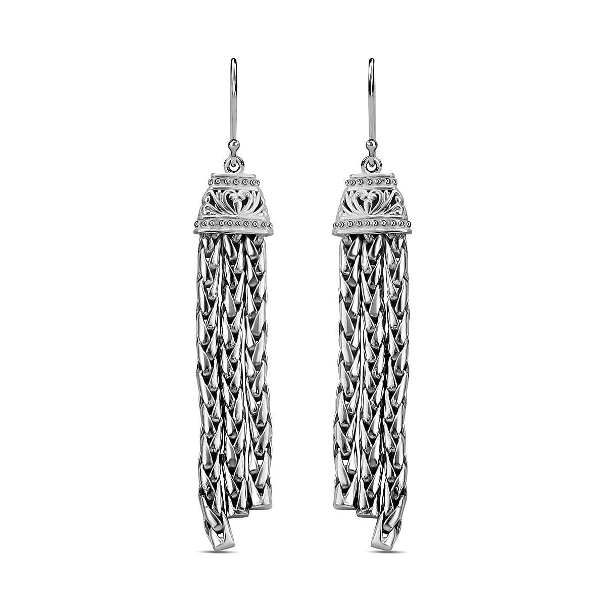 Royal Bali Collection- Paidan Sterling Silver Earrings, Silver Wt. 14.00 Gms
