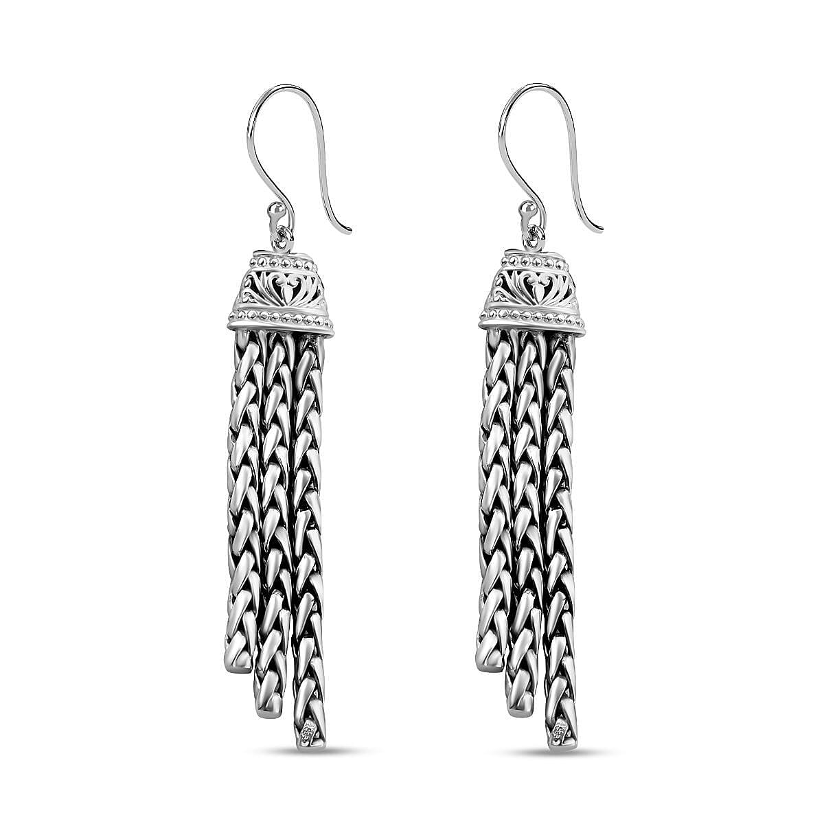 Royal Bali Collection- Paidan Sterling Silver Earrings, Silver Wt. 14.00 Gms