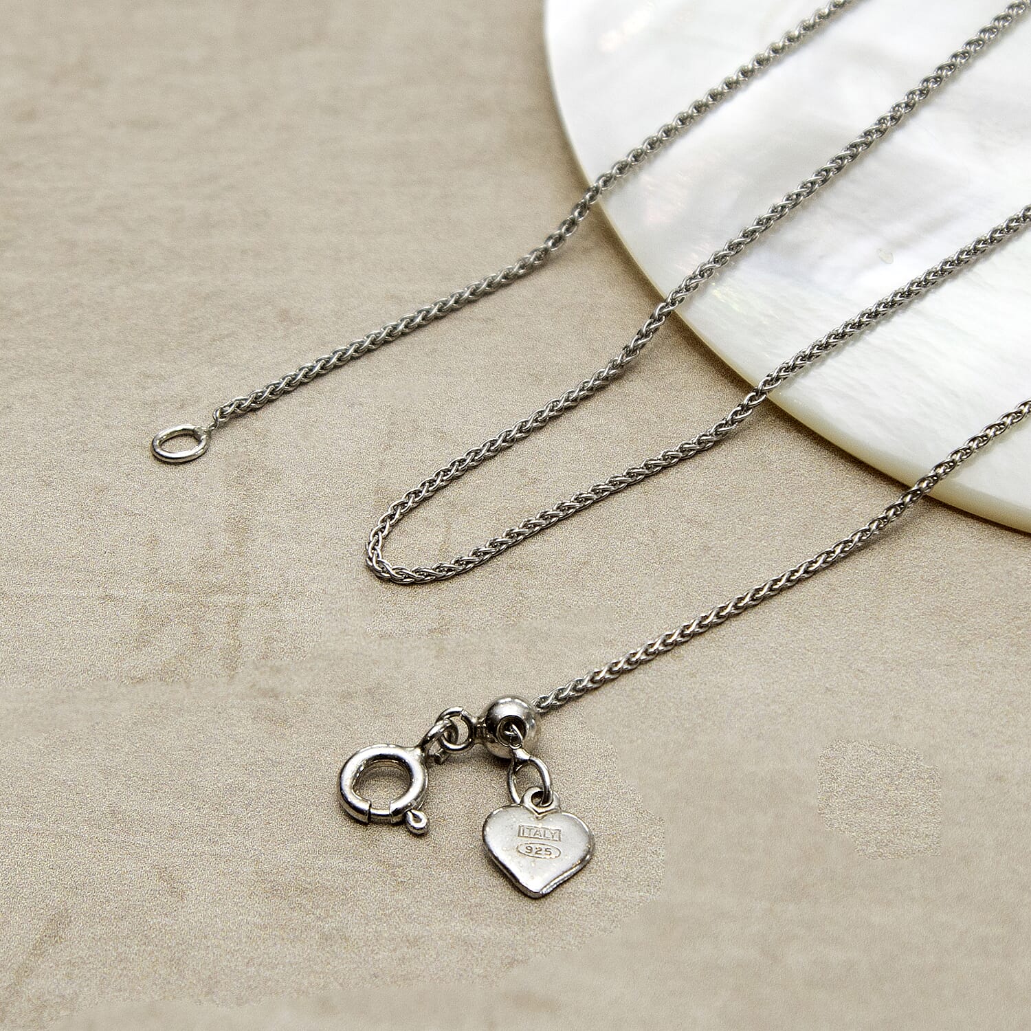 Rhodium Overlay Sterling Silver Chain (Size - 18)