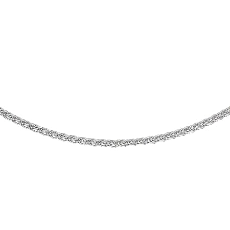 Sterling Silver Rhodium Plated Adjustable Spiga Slider Chain 20 Inch