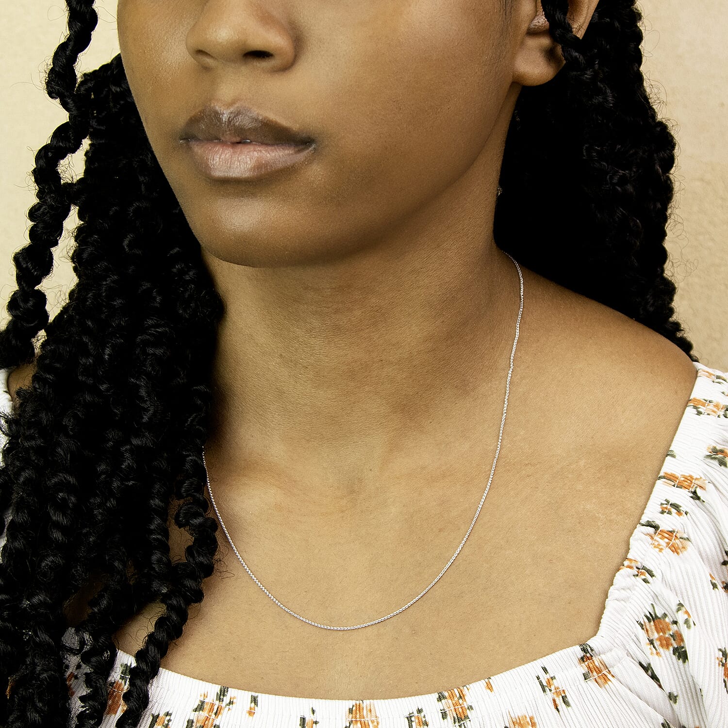 Rhodium Overlay Sterling Silver Chain (Size - 20)