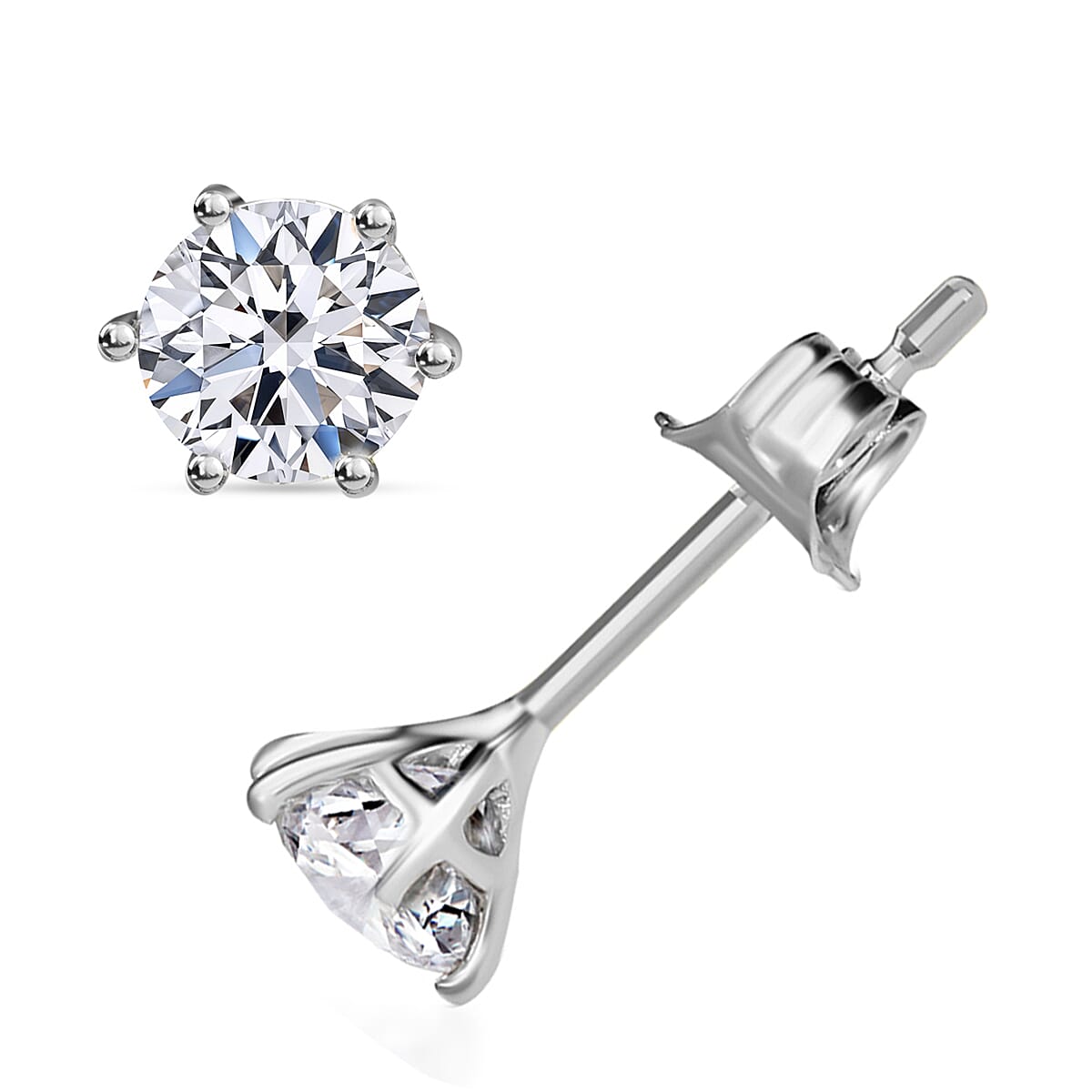 TJC Launch Luxuriant Diamond - 14K White Gold SGL Certified Lab Grown Diamond (SI-G-H) Earring with Push Back 1.03 Ct.