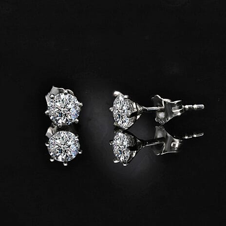 TJC Launch Luxuriant Diamond - 14K White Gold SGL Certified Lab Grown Diamond (SI-G-H) Earring with Push Back 1.03 Ct.
