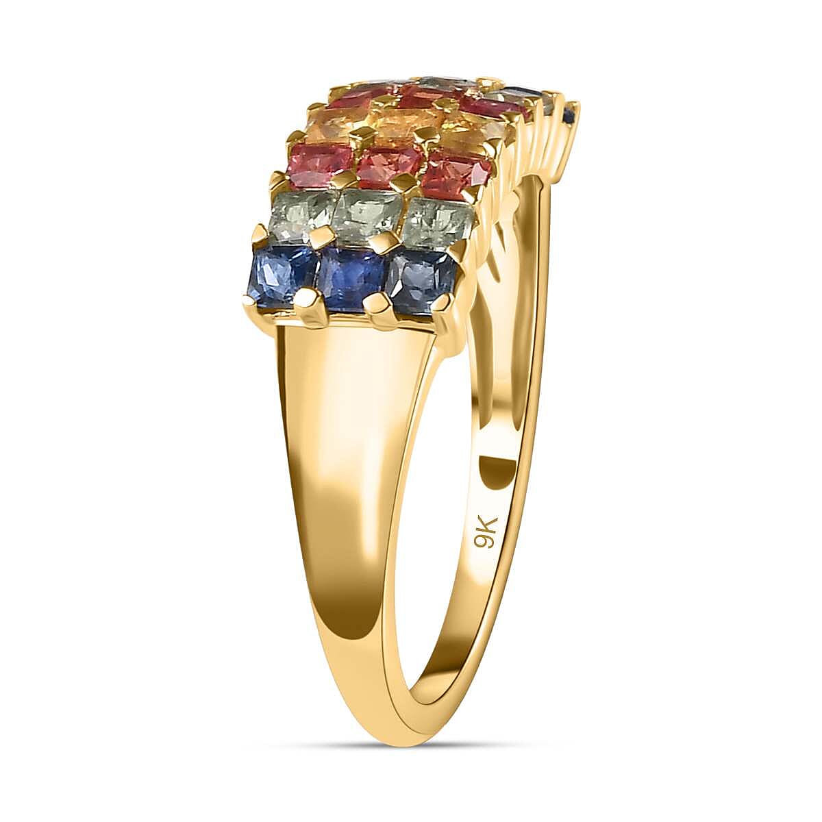 9K Yellow Gold AA Multi Sapphire Ring 1.68 ct