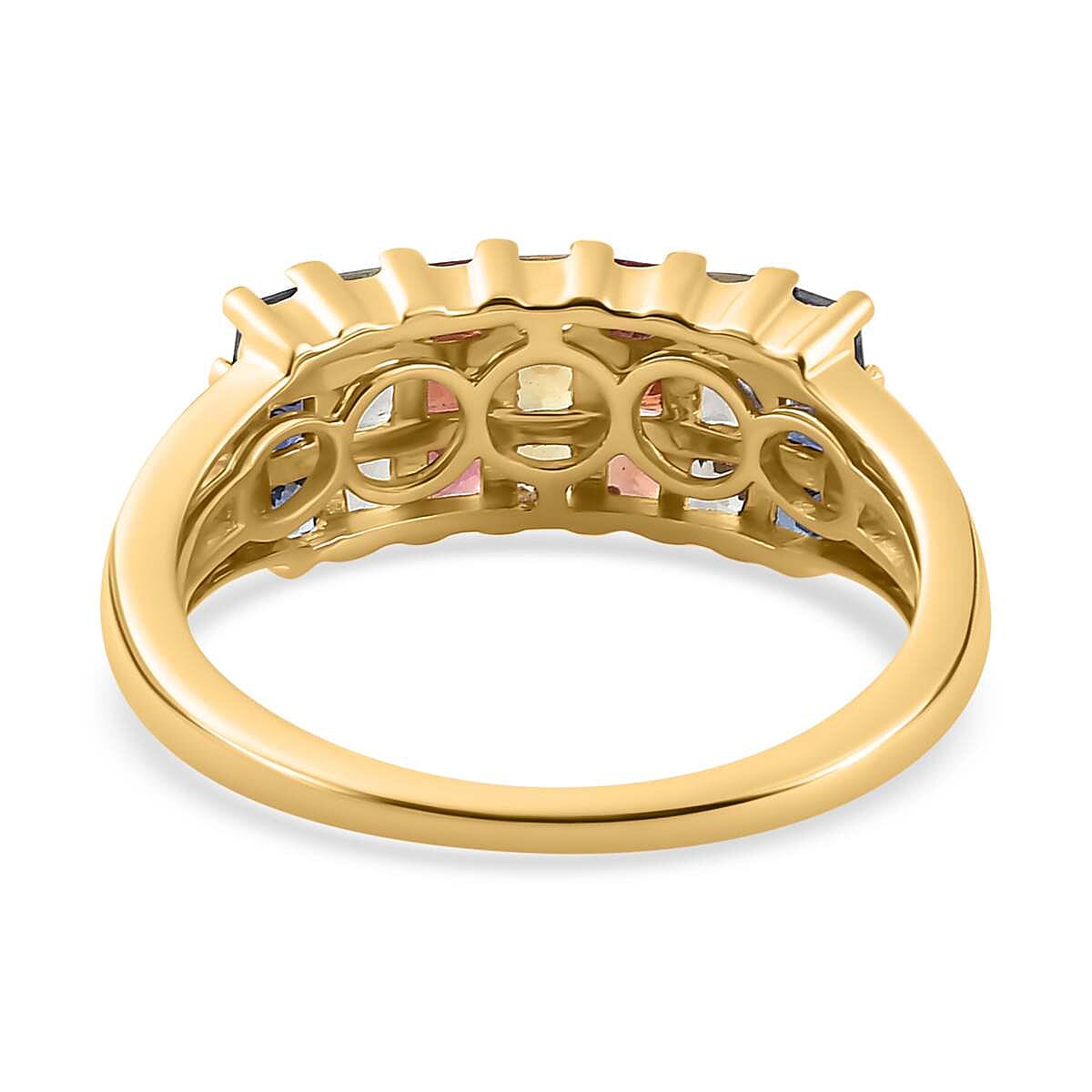 9K Yellow Gold AA Multi Sapphire Ring 1.68 ct