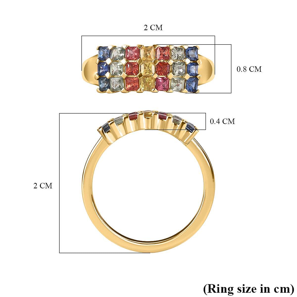 9K Yellow Gold AA Multi Sapphire Ring 1.68 ct