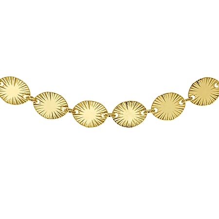 Sterling Silver Yellow Gold Plated 4.6mm Star Burst Oval Disc Necklace 18 Inch
