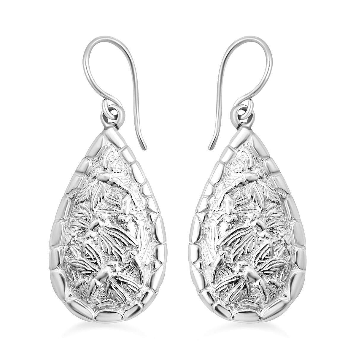 Royal Bali Collection - Sterling Silver Dragon Teardrop Earrings, Silver Wt. 11.13 Gms