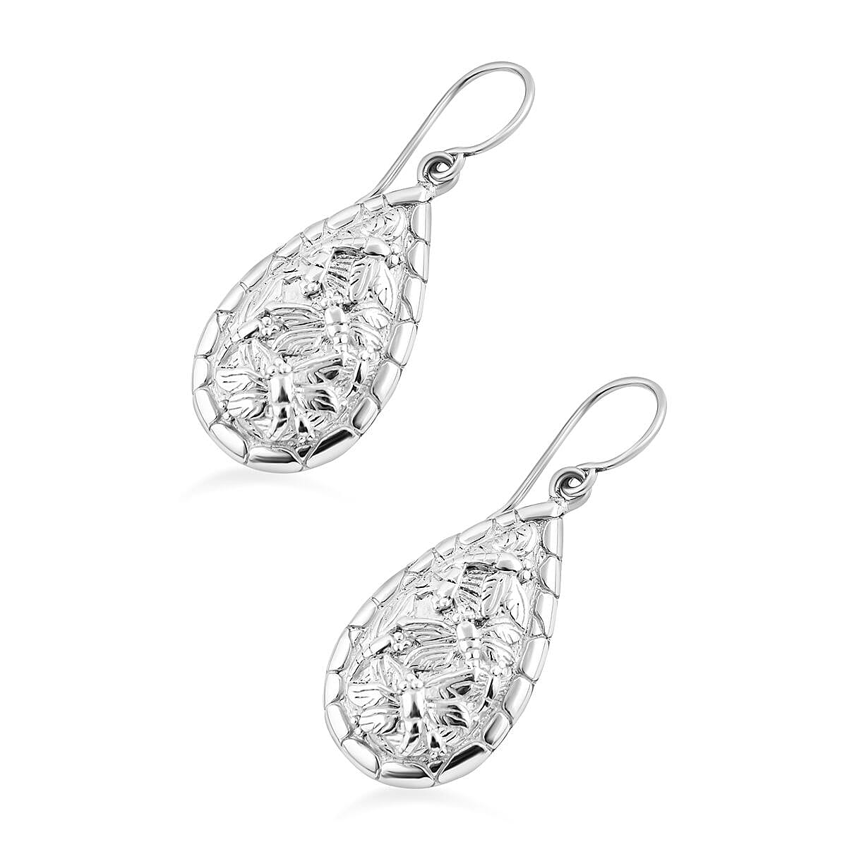 Royal Bali Collection - Sterling Silver Dragon Teardrop Earrings, Silver Wt. 11.13 Gms