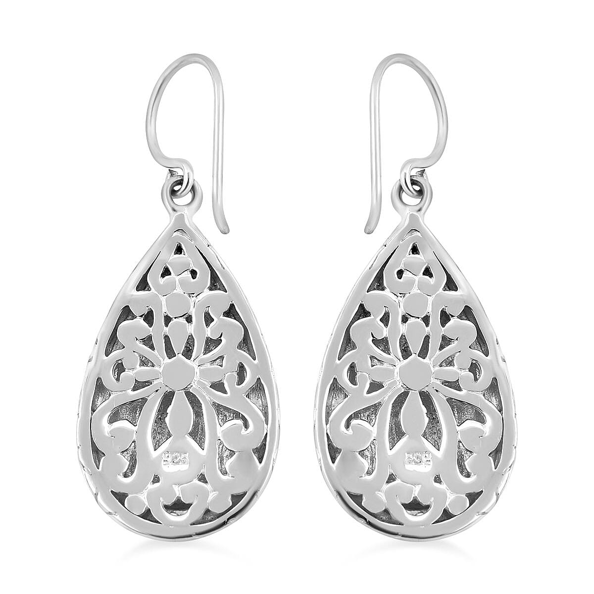 Royal Bali Collection - Sterling Silver Dragon Teardrop Earrings, Silver Wt. 11.13 Gms