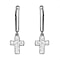 White Diamond Hoop Cross Dangle Earring in 18K Vermeil Yellow Gold Sterling Silver 0.25 ct 0.240 Ct.