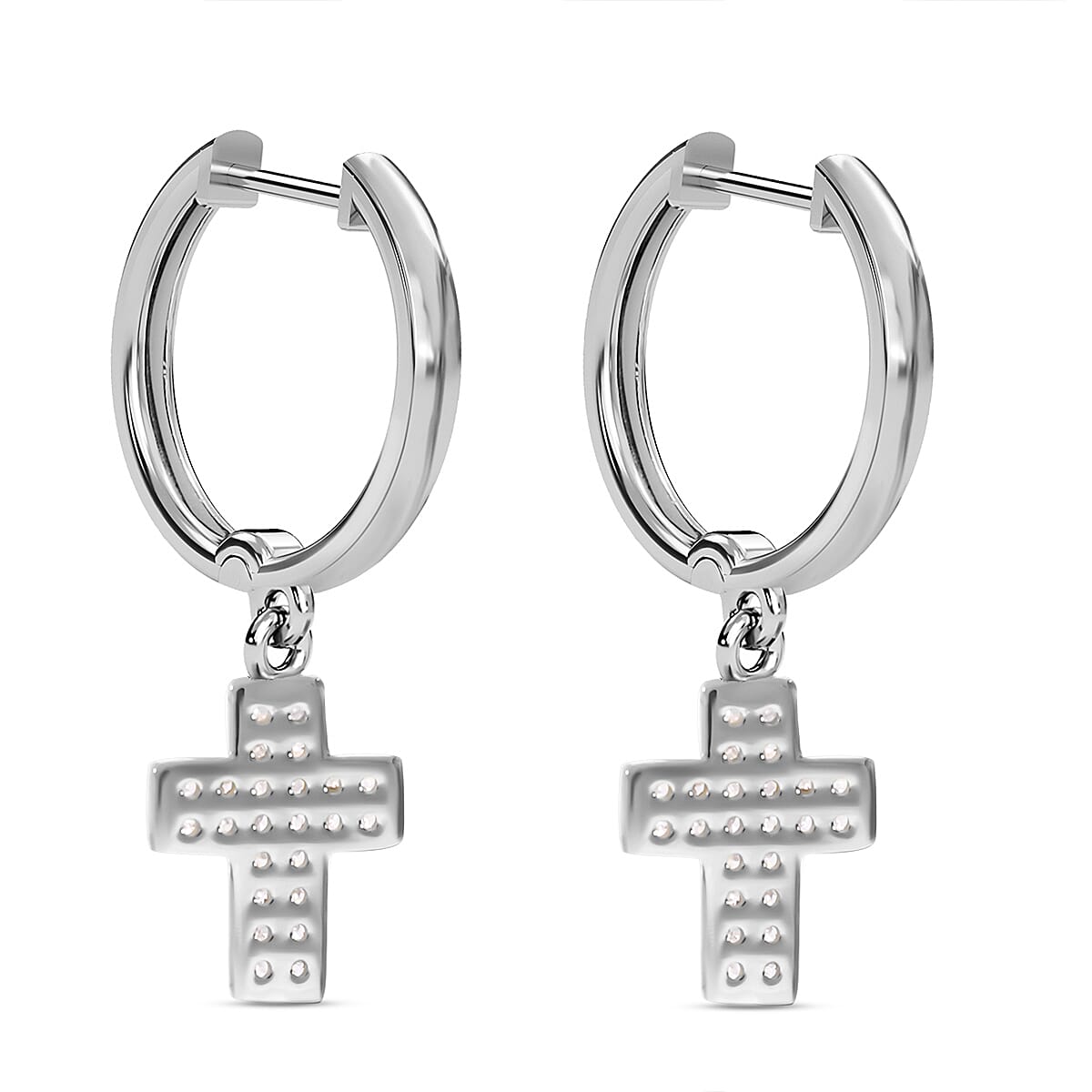 White Diamond Earring in Platinum Overlay Sterling Silver 0.25 ct 0.240 Ct.