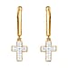 White Diamond Hoop Cross Dangle Earring in 18K Vermeil Yellow Gold Sterling Silver 0.25 ct 0.240 Ct.