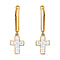 Diamond Cross Hoop Earrings in Platinum Overlay Sterling Silver 0.25 Ct