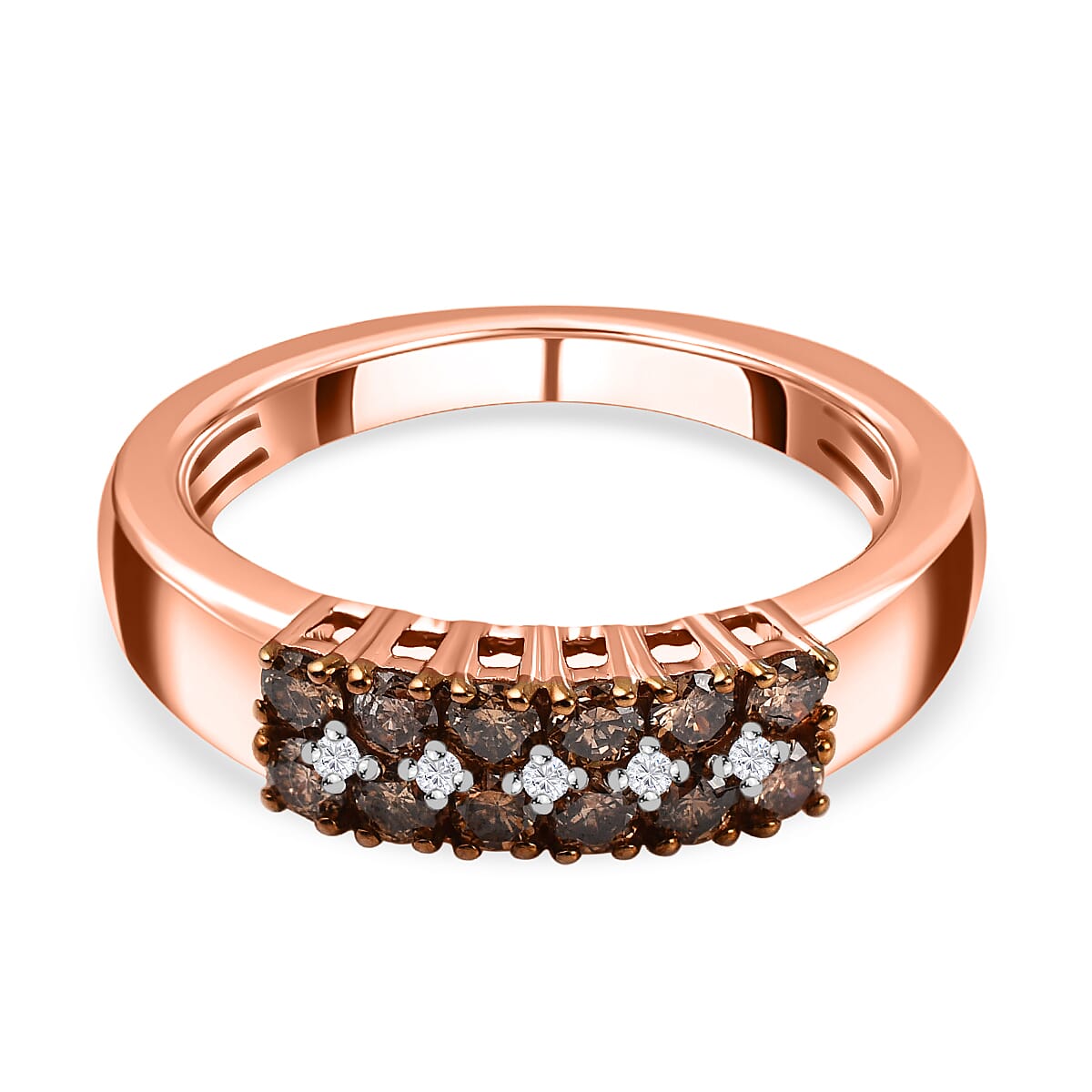9K Rose Gold SGL Certified Champagne Diamond & White Diamond  (G-H) Band Ring 0.50 Ct