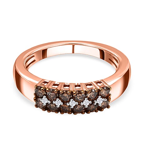 9K Rose Gold SGL Certified Champagne Diamond & White Diamond  (G-H) Band Ring 0.50 Ct